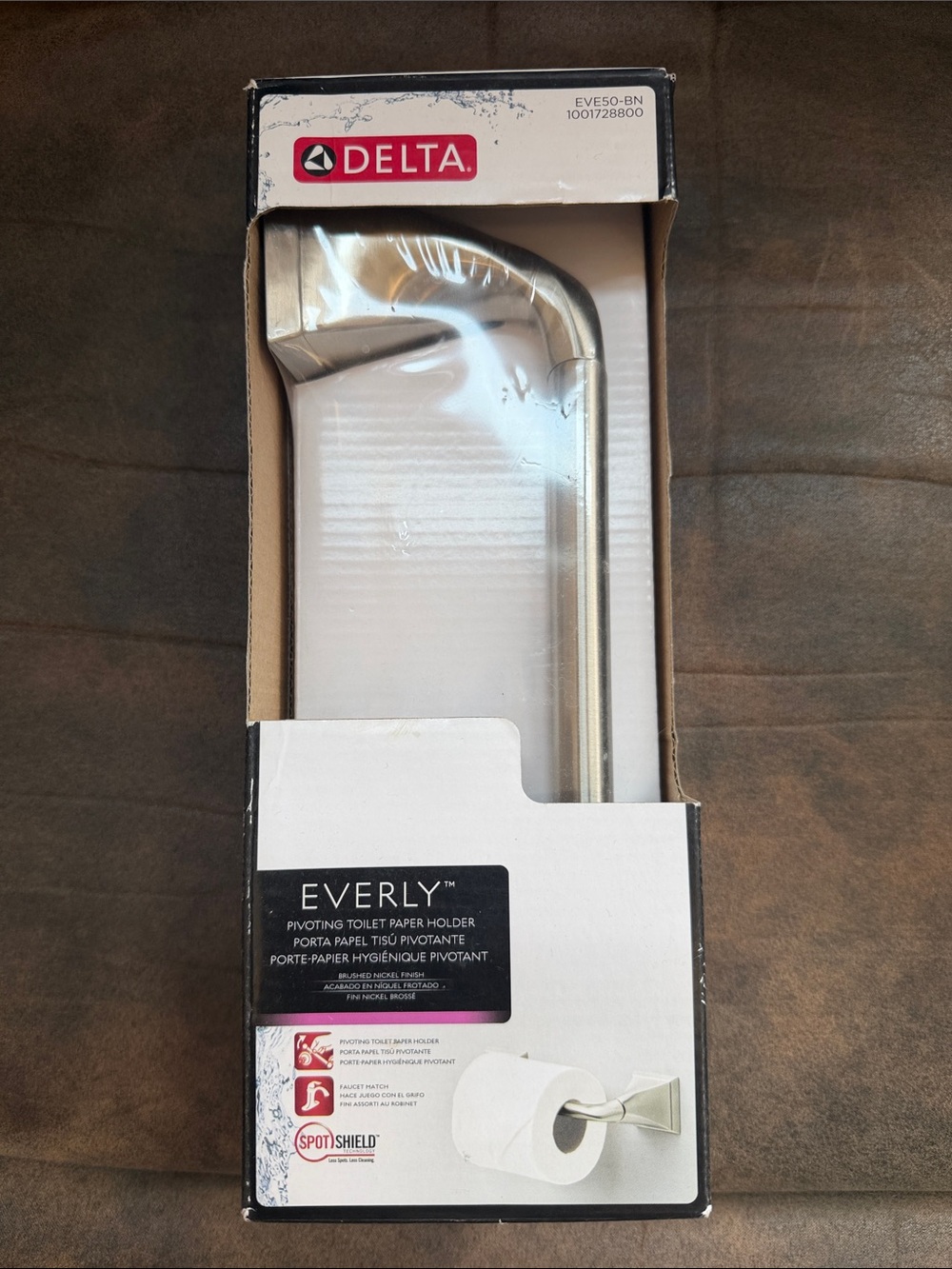 NIB Delta Everly Toilet Paper Holder in Brushed Nickel